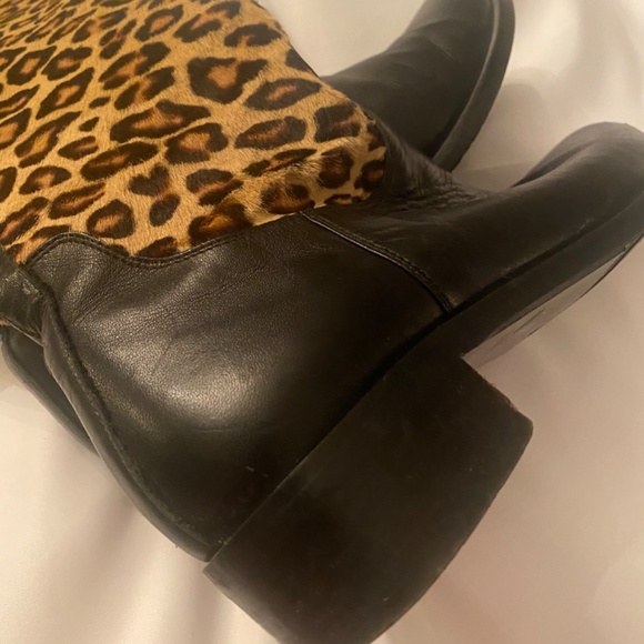 Browns couture black leather and leopard tall riding boot size 6 - Picture 5 of 8